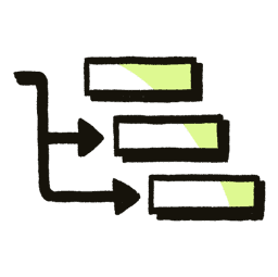 Three panels are connected with arrows, The pattern of each is slightly different, just like how you can customize Zendesk.